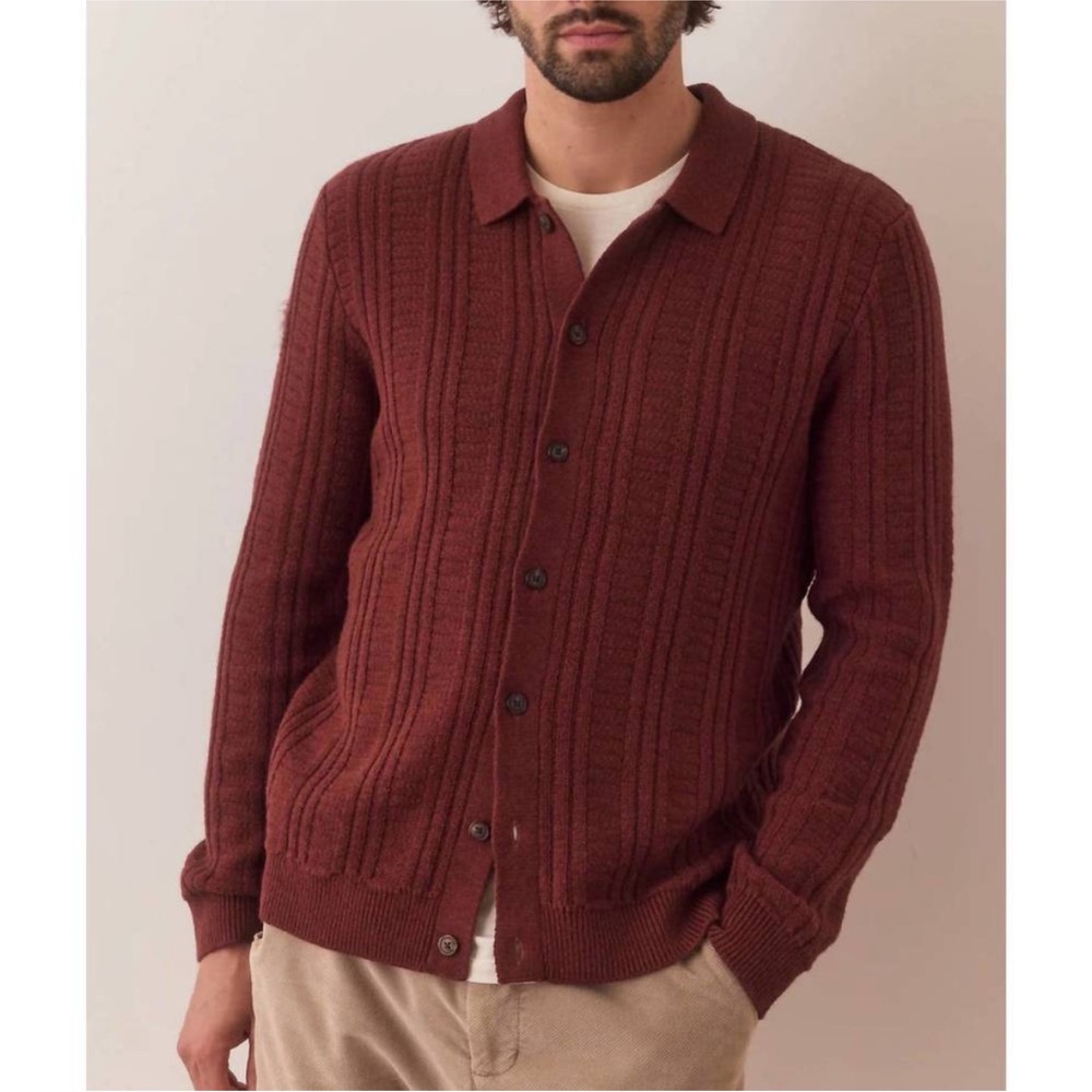 Marine Layer Arthur Sweater Cardigan Button Merino Wool Blend Veneer size XL - Picture 3 of 16